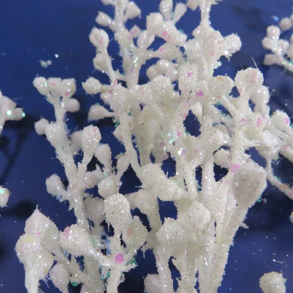 "snowy" White Flower Branches with Iridescent Glitter mixed in Floral Stems - Picture 2 of 6